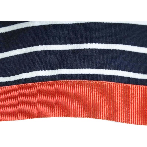 ANN TAYLOR Navy & White Striped Fitted Orange Hem Skirt Size 8 - Picture 4 of 4